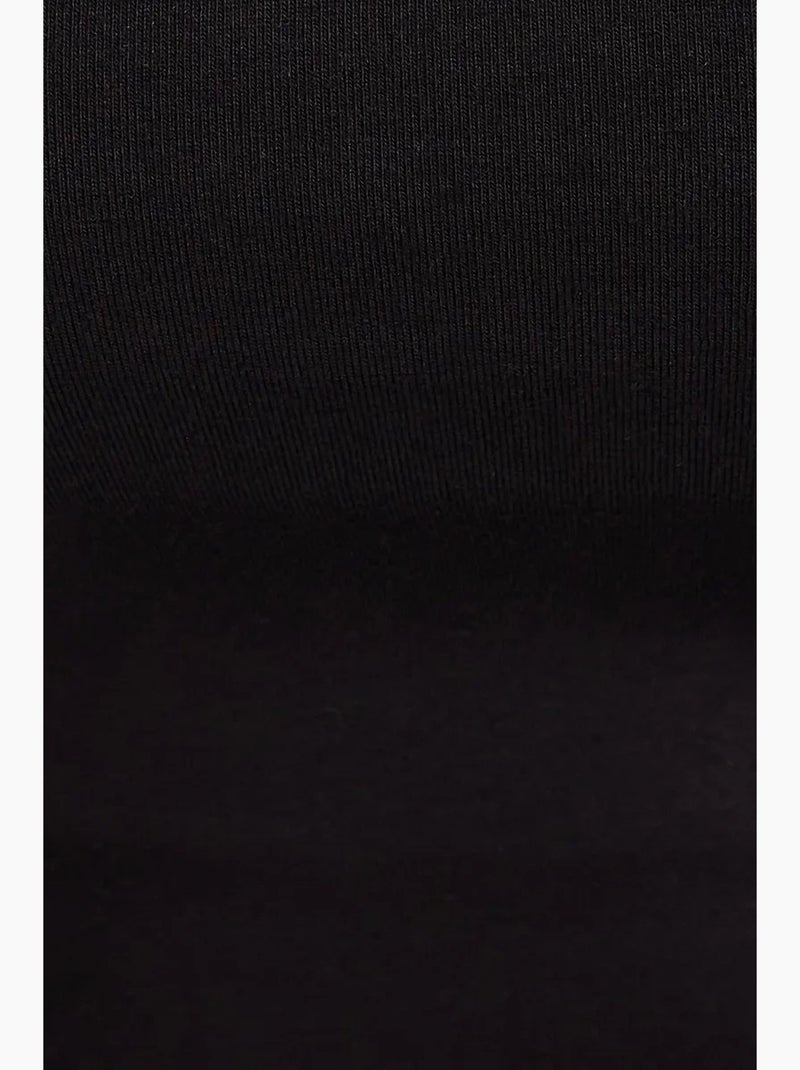 Geribbelde cropped blouse met ronde hals hiccup Zwart - Kiabi