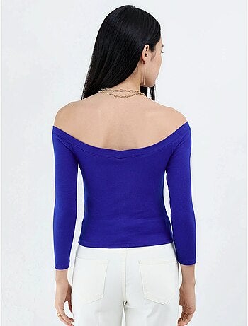 Geribbelde croptop blouse met slim fit busem