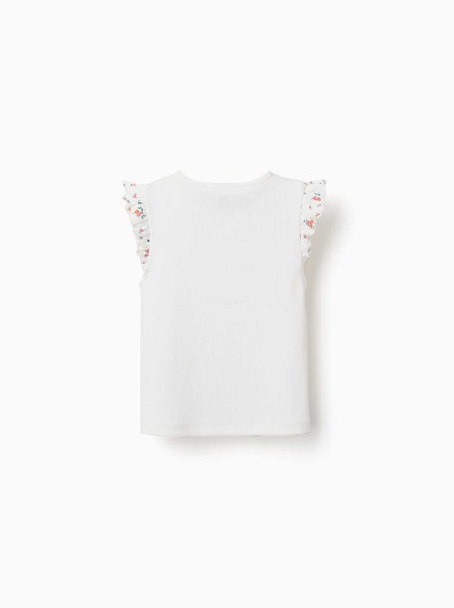 Geribbelde katoenen T-shirt met geruffelde mouwen - Kiabi Geribbelde katoenen T-shirt met geruffelde mouwen - Kiabi