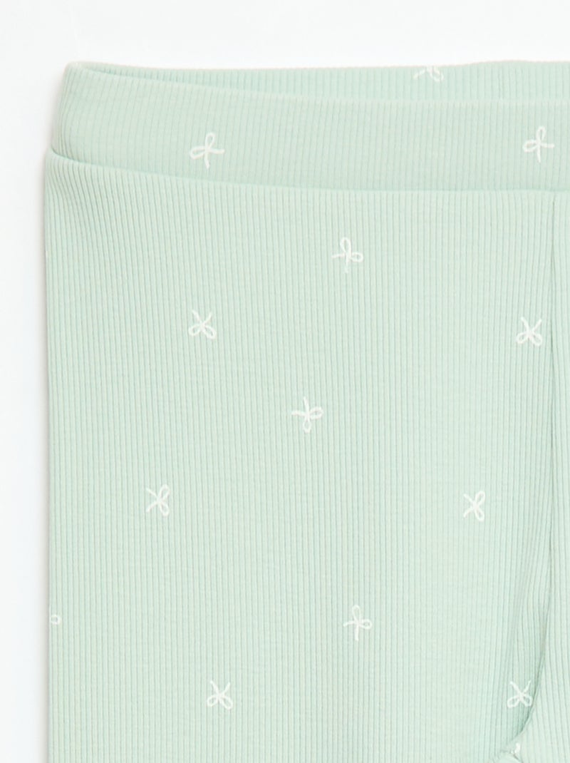 Geribbelde legging met motief Blauw - Kiabi