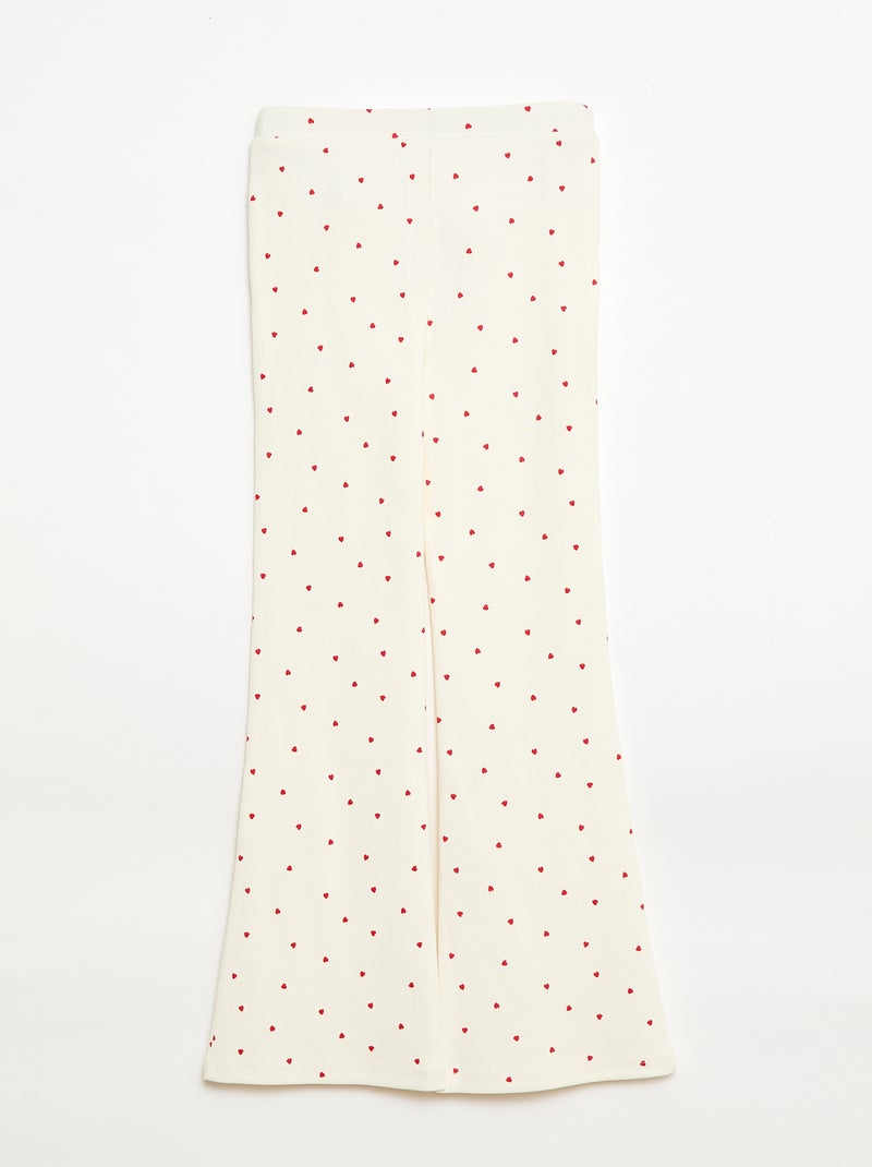 Geribbelde legging met motief Wit - Kiabi