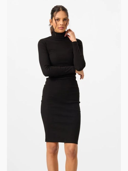 Geribbelde midi-jurk met coltrui tommy - Kiabi Geribbelde midi-jurk met coltrui tommy - Kiabi