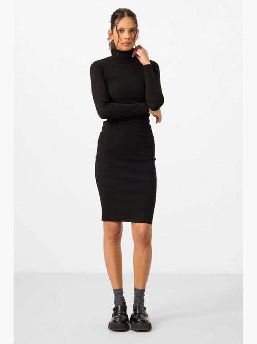 Geribbelde midi-jurk met coltrui tommy - Kiabi Geribbelde midi-jurk met coltrui tommy - Kiabi