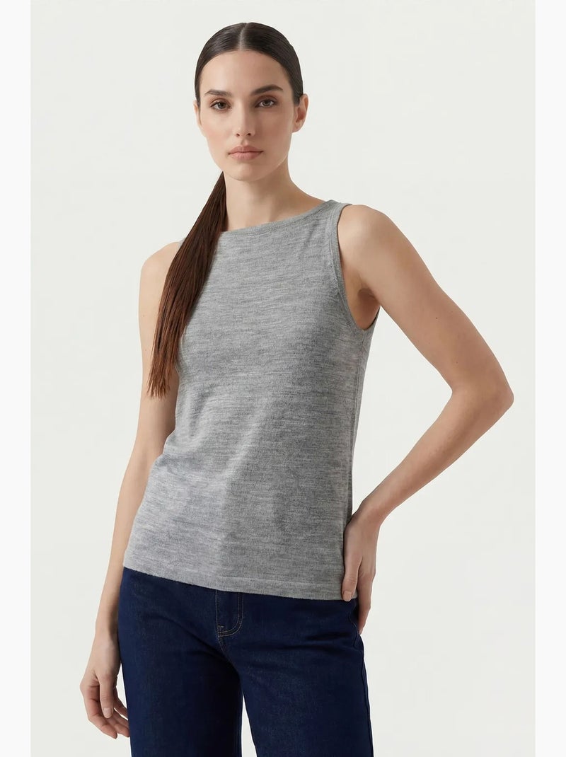 Geribbelde mouwloze tanktop met ronde hals bdart Grijs - Kiabi