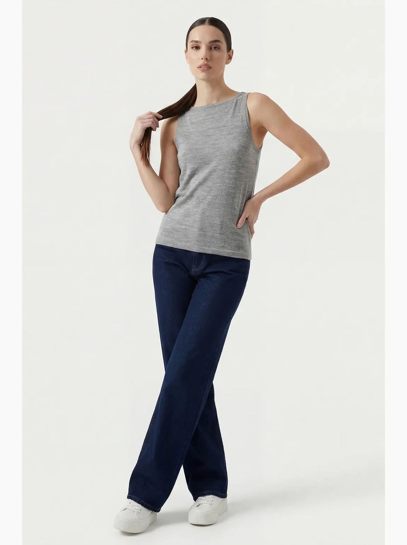 Geribbelde mouwloze tanktop met ronde hals bdart Grijs - Kiabi
