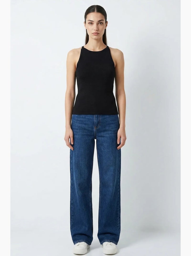 Geribbelde mouwloze tanktop met ronde hals bdart Zwart - Kiabi