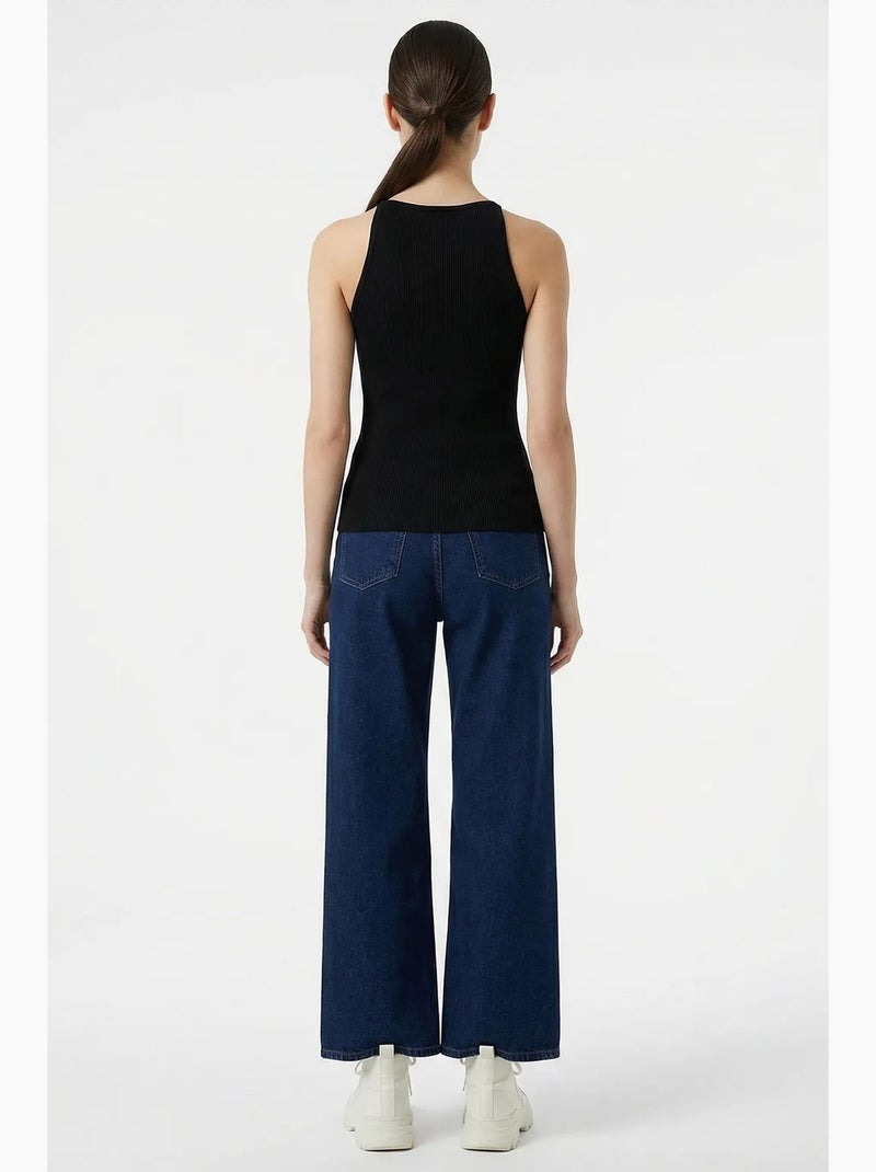 Geribbelde mouwloze tanktop met ronde hals bdart Zwart - Kiabi