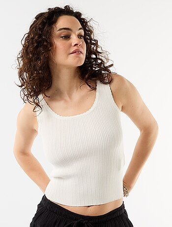 Geribbelde mouwloze top