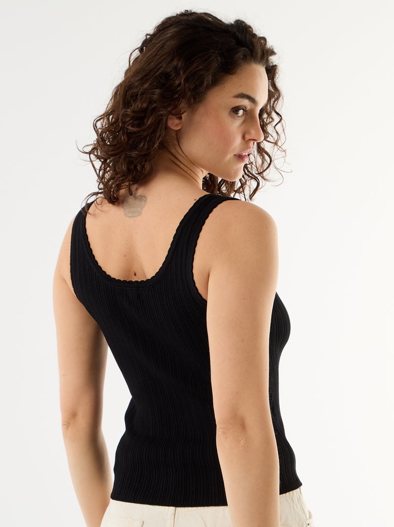 Geribbelde mouwloze top Zwart - Kiabi