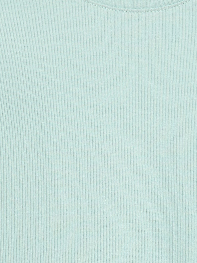 Geribbelde T-shirt met korte, geplooide mouwen Blauw - Kiabi