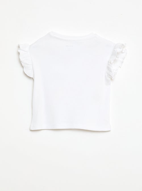 Geribbelde T-shirt met korte, geplooide mouwen - Kiabi