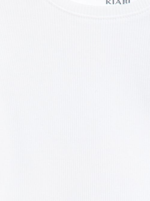 Geribbelde T-shirt met korte, geplooide mouwen - Kiabi
