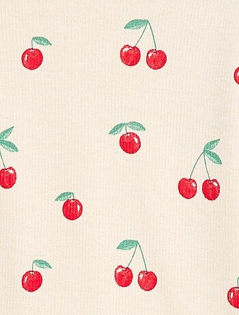 Geribbelde T-shirt met korte, geplooide mouwen