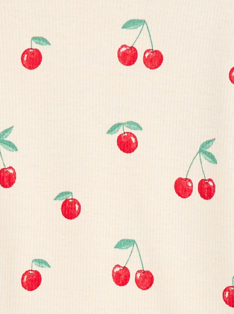 Geribbelde T-shirt met korte, geplooide mouwen Wit - Kiabi