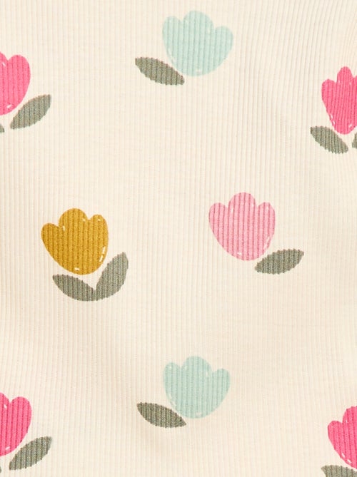 Geribbelde T-shirt met korte, geplooide mouwen - Kiabi