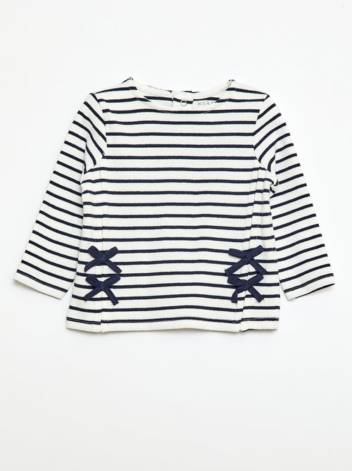 Geribbelde T-shirt met strepen - Kiabi