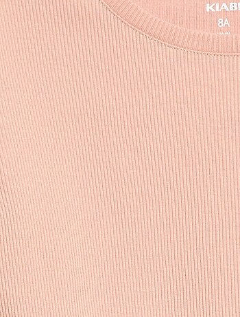 Geribbelde T-shirt met volanmouwen