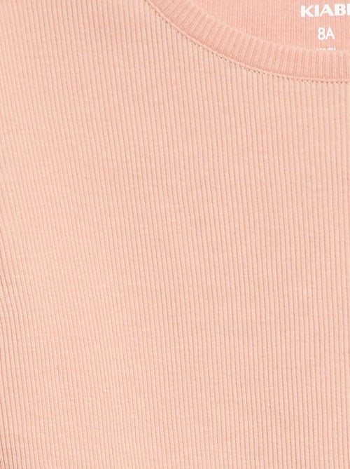 Geribbelde T-shirt met volanmouwen - Kiabi