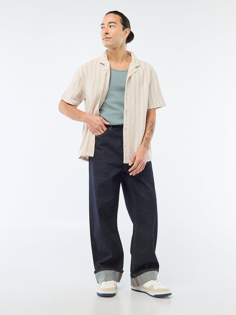 Geribbelde tanktop Blauw - Kiabi