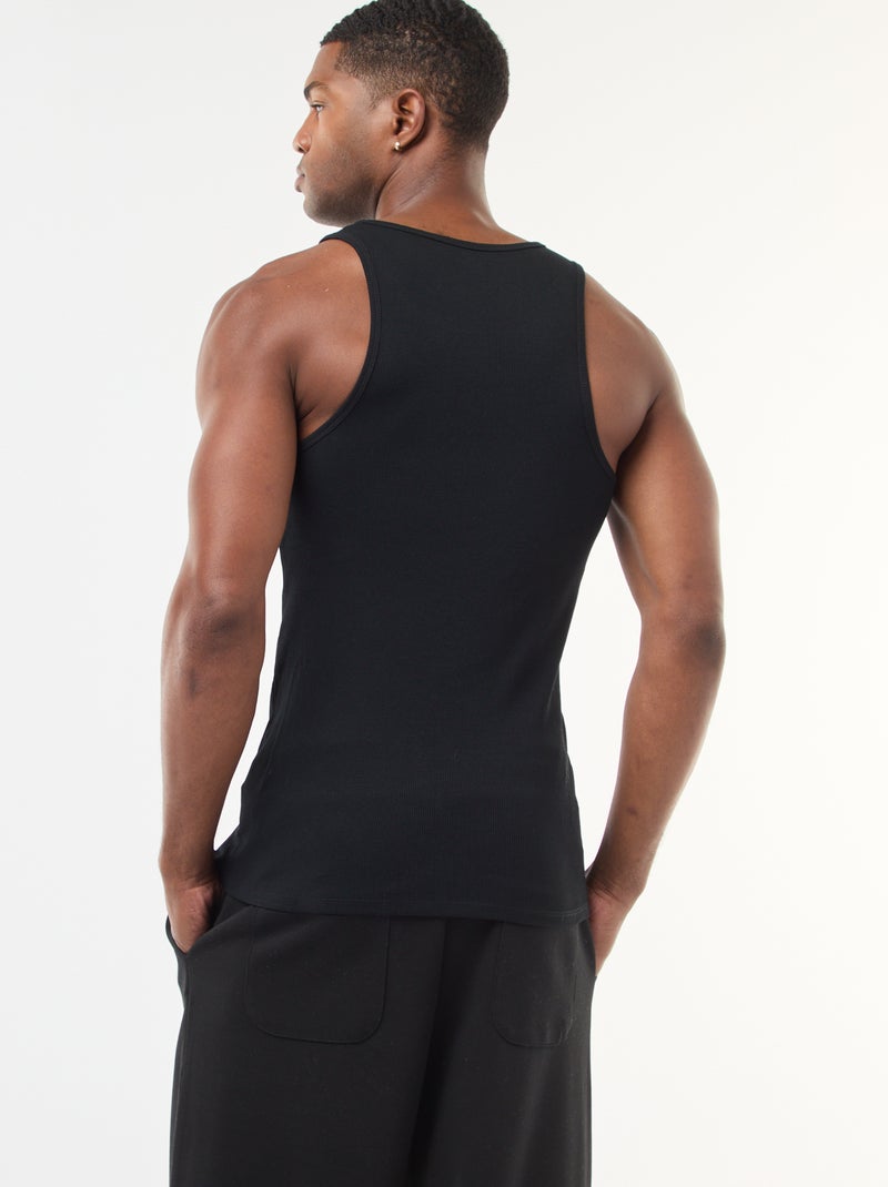 Geribbelde tanktop Zwart - Kiabi
