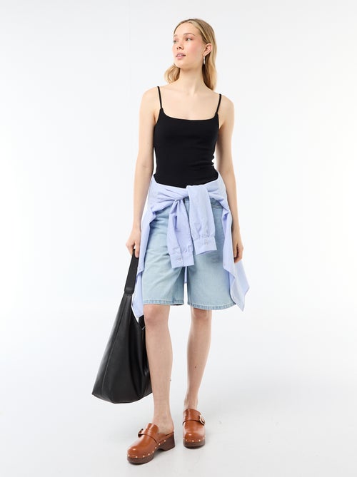 Geribbelde top met fijne bandjes - Kiabi