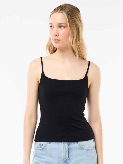 Geribbelde top met fijne bandjes - Kiabi