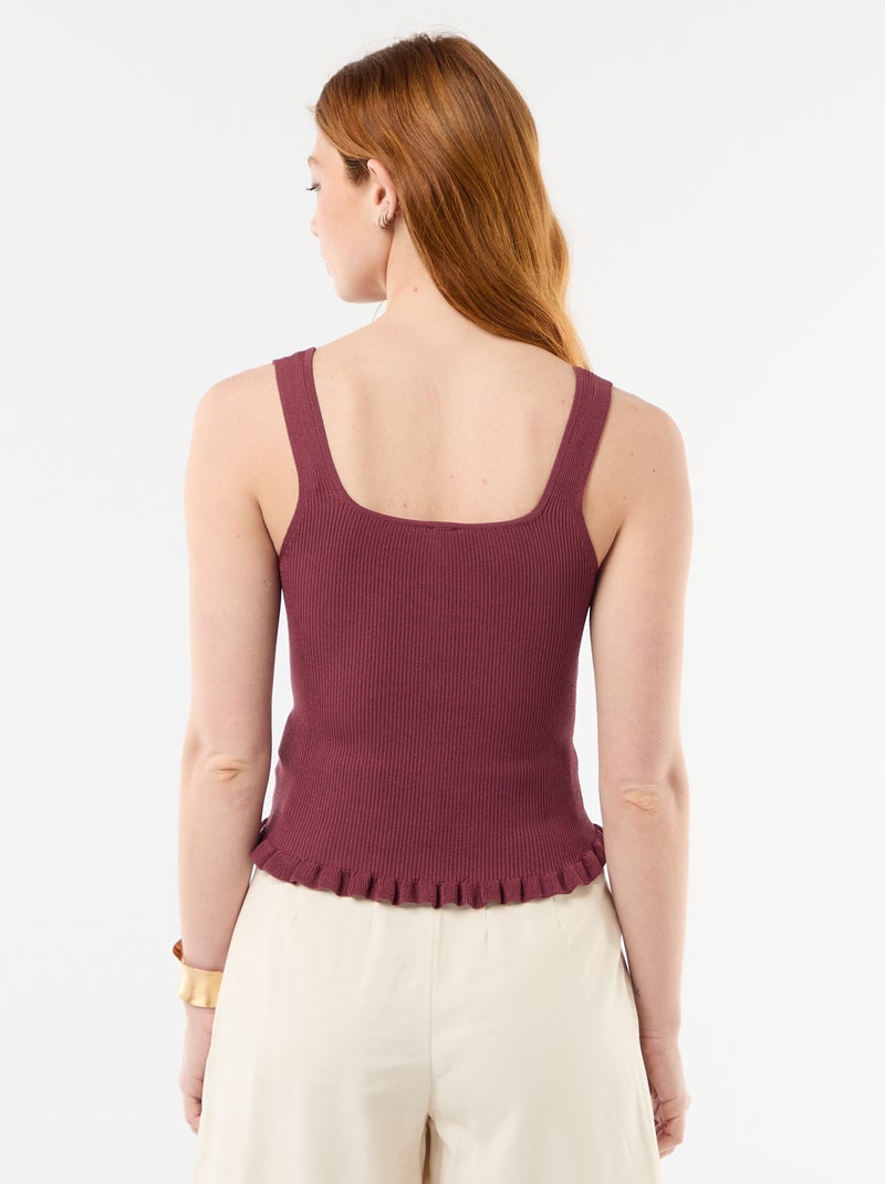 Geribbelde top met sierknoopsluiting aan de voorkant Rose - Kiabi