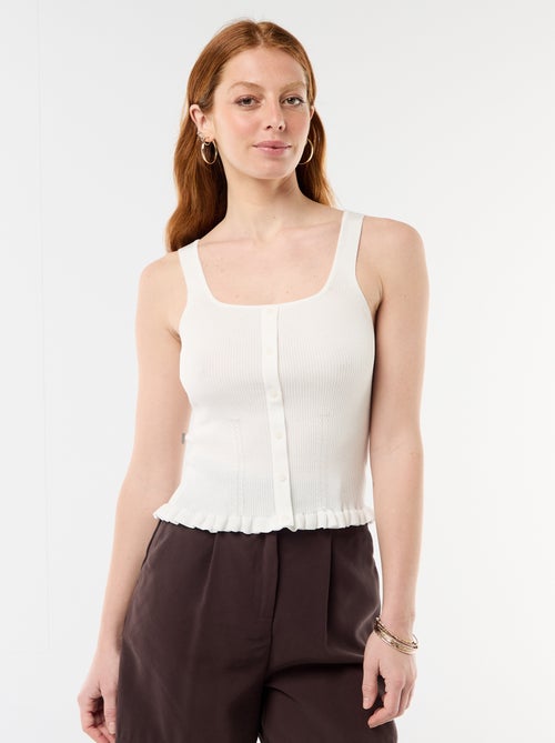 Geribbelde top met sierknoopsluiting aan de voorkant - Kiabi