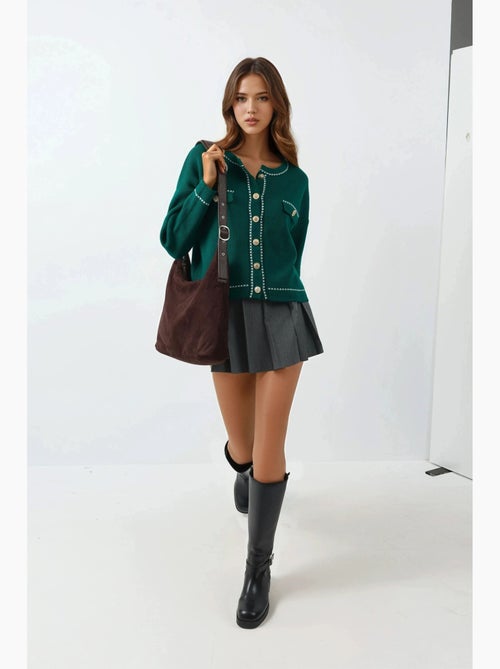Geribd gebreid vest met knoopsluiting my fashion - Kiabi