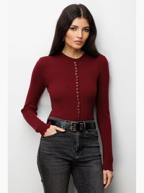 Geribd gebreid vest met knopen mixray - Kiabi Geribd gebreid vest met knopen mixray - Kiabi