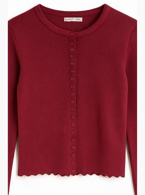 Geribd gebreid vest met knopen mixray - Kiabi Geribd gebreid vest met knopen mixray - Kiabi
