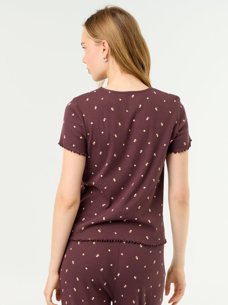 Geribd pyjama T-shirt Rood - Kiabi