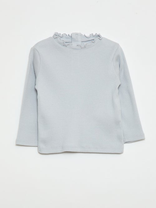 Geribd T-shirt met golvend kraagje - Kiabi