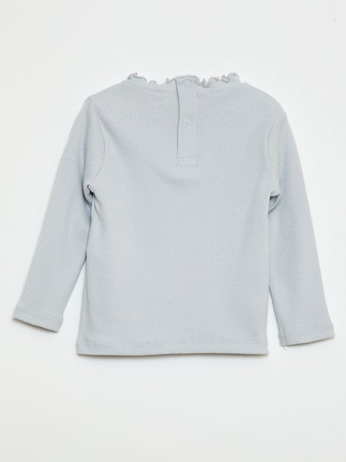 Geribd T-shirt met golvend kraagje - Kiabi