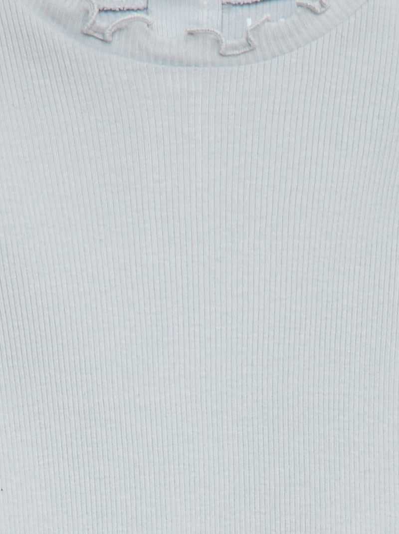 Geribd T-shirt met golvend kraagje Grijs - Kiabi