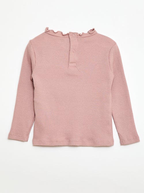 Geribd T-shirt met golvend kraagje - Kiabi