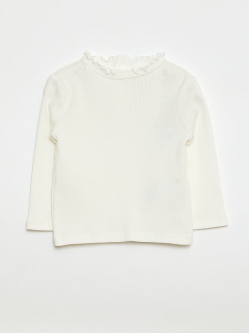 Geribd T-shirt met golvend kraagje - Kiabi