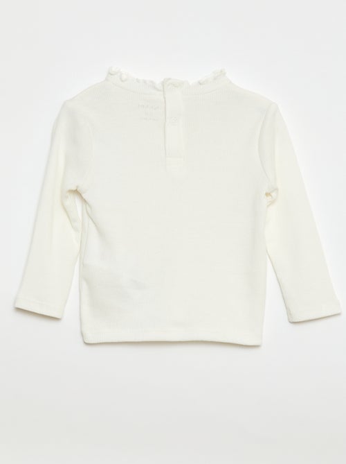 Geribd T-shirt met golvend kraagje - Kiabi