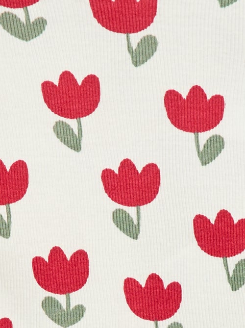 Geribd T-shirt met golvend kraagje - Kiabi