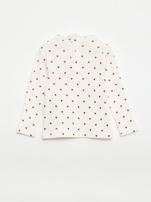 Geribd T-shirt met golvend kraagje - Kiabi