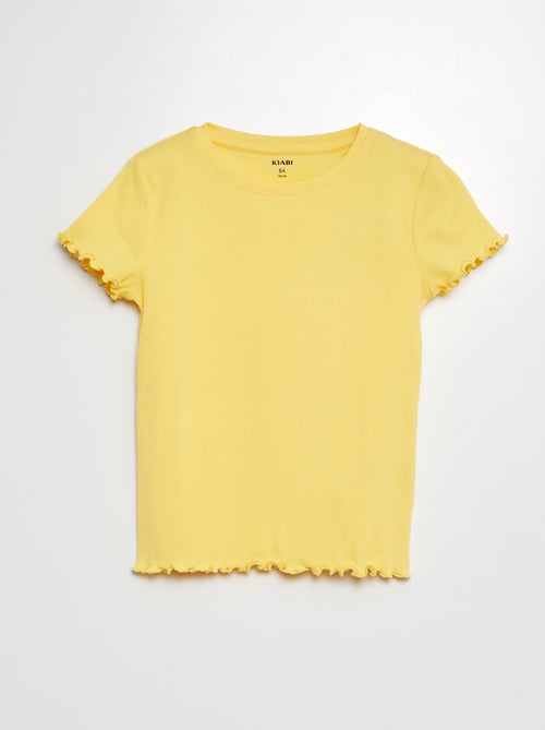 Geribd T-shirt met golvende boordjes - Kiabi