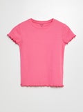 Geribd T-shirt met golvende boordjes ROSE - Kiabi