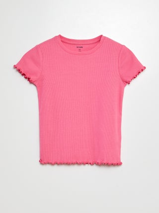 Geribd T-shirt met golvende boordjes