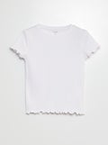 Geribd T-shirt met golvende boordjes wit - Kiabi