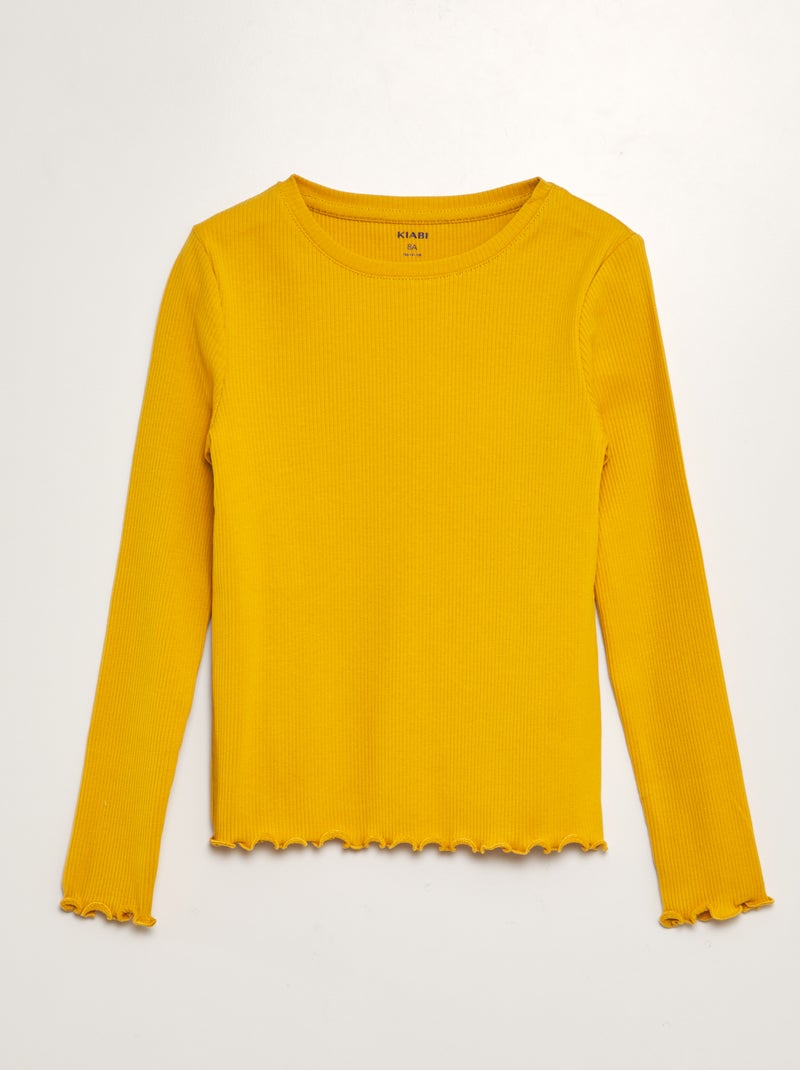 Geribd T-shirt met lange mouw GEEL Meisje Kiabi
