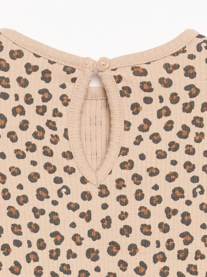 Geribd T-shirt met lange mouwen Bruin - Kiabi