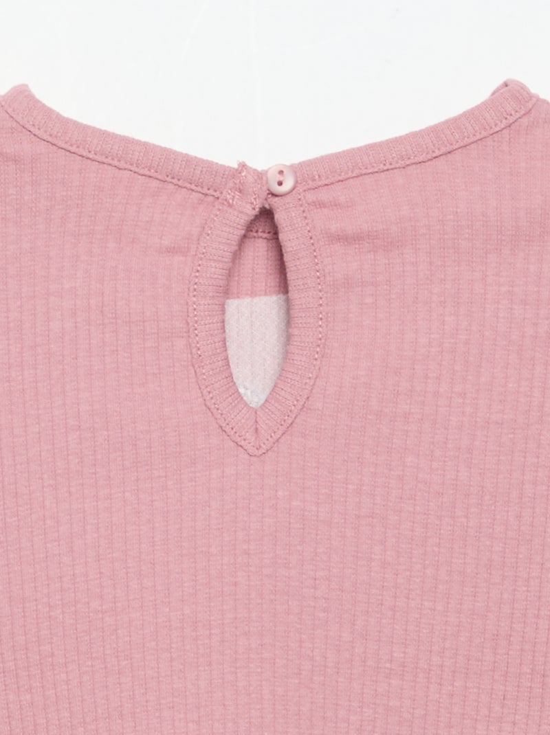 Geribd T-shirt met lange mouwen Rose - Kiabi