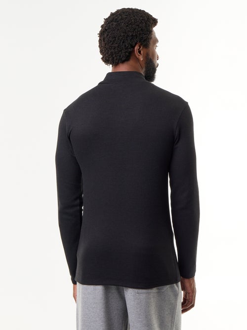 Geribd T-shirt met opstaande kraag en lange mouwen - Kiabi