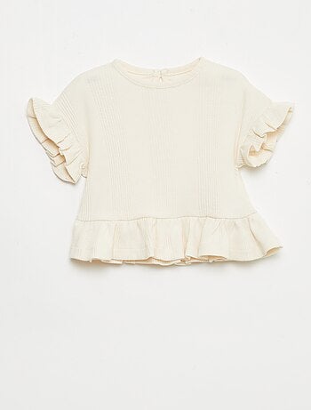 Geribd T-shirt met volantranden