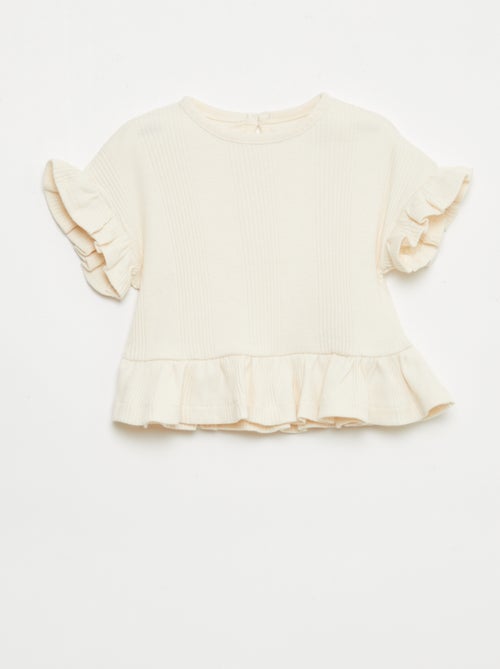 Geribd T-shirt met volantranden - Kiabi